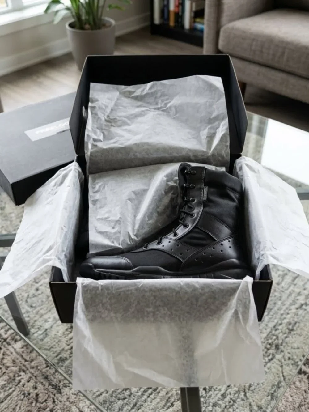 Men's Black Microfiber Tactical Military Combat Boots